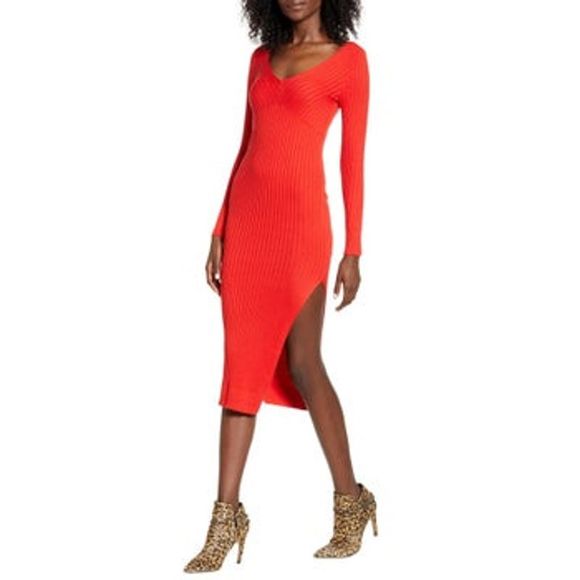 ribbed midi sweater dress